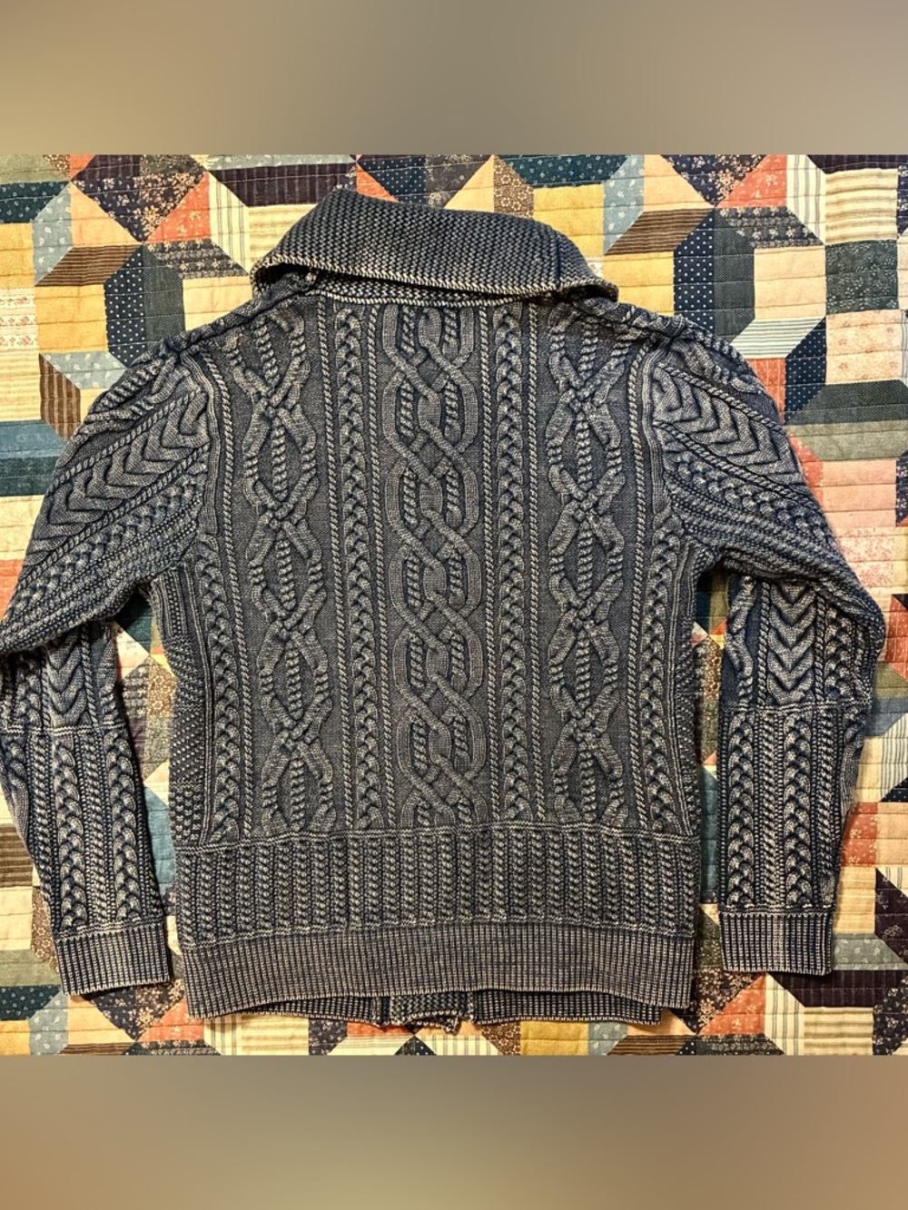 DOUBLE RL RALPH LAUREN RRL INDIGO CABLE KNIT SWEATER- MEN’S SIZE LARGE - Picture 10 of 10